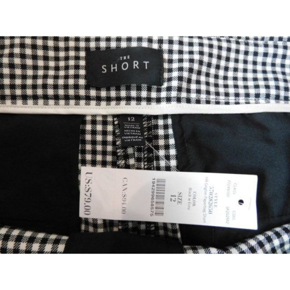 White House Black Market High-rise Gingham Paperbag Shorts size 12 NEW - Picture 4 of 6